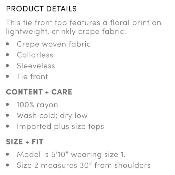 Torrid Crepe Tie-Front Floral Button-Up Sleeveless Top sz 3 - Picture 4 of 11